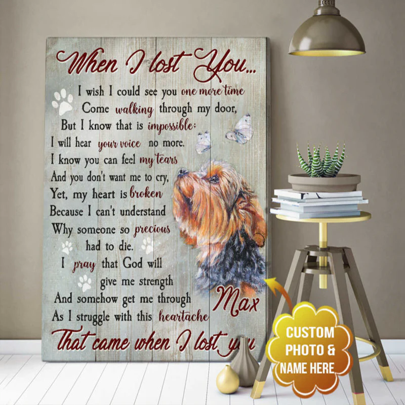 Personalized Dog Portrait Canvas, Custom Photo and Name Dog When I lost you Wall Art Canvas Decor, Perfect Gift For Dog Lovers, Friend, Family - Image 2