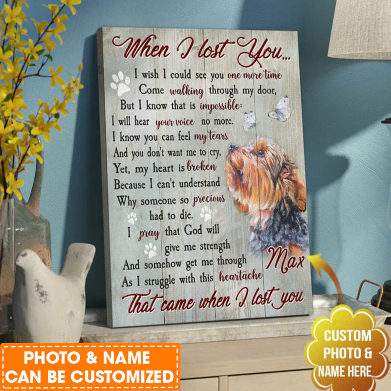 Personalized Dog Portrait Canvas, Custom Photo and Name Dog When I lost you Wall Art Canvas Decor, Perfect Gift For Dog Lovers, Friend, Family - Image 3