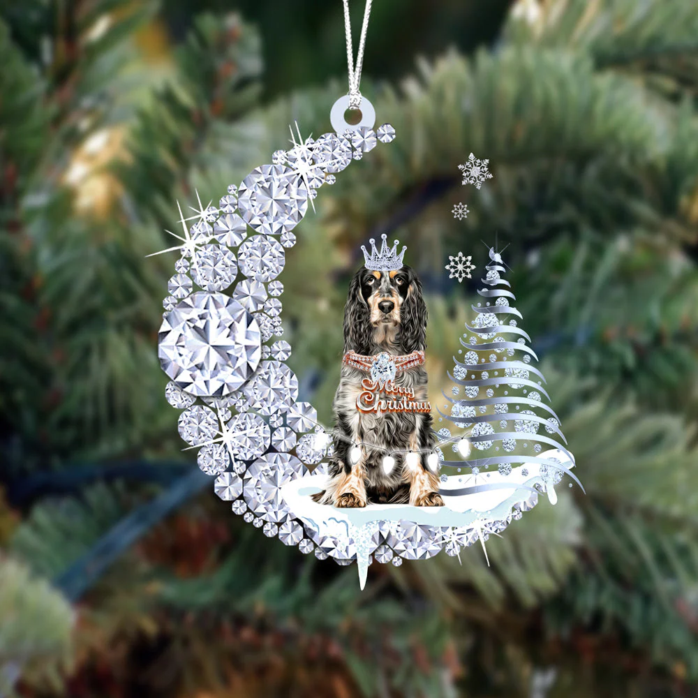 Personalized English Springer Spaniel Diamond Moon Merry Christmas Mica Ornament - Best Gift For Dog Lovers, Dog Owners - Image 3