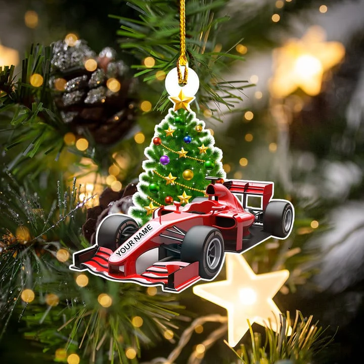 Personalized F1 Racing Christmas Keychain, Custom Name F1 Flat Acrylic Keychain, Gift For Racers F1 Lovers - Image 3