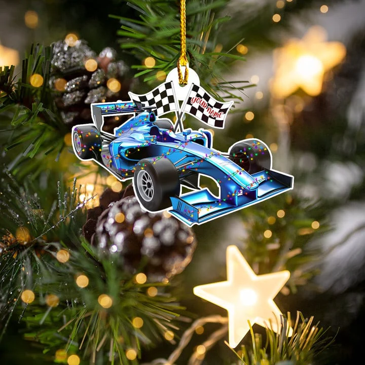 Personalized F1 Racing Christmas Keychain, Custom Name F1 Flat Acrylic Keychain, Gift For Racers F1 Lovers - Image 4