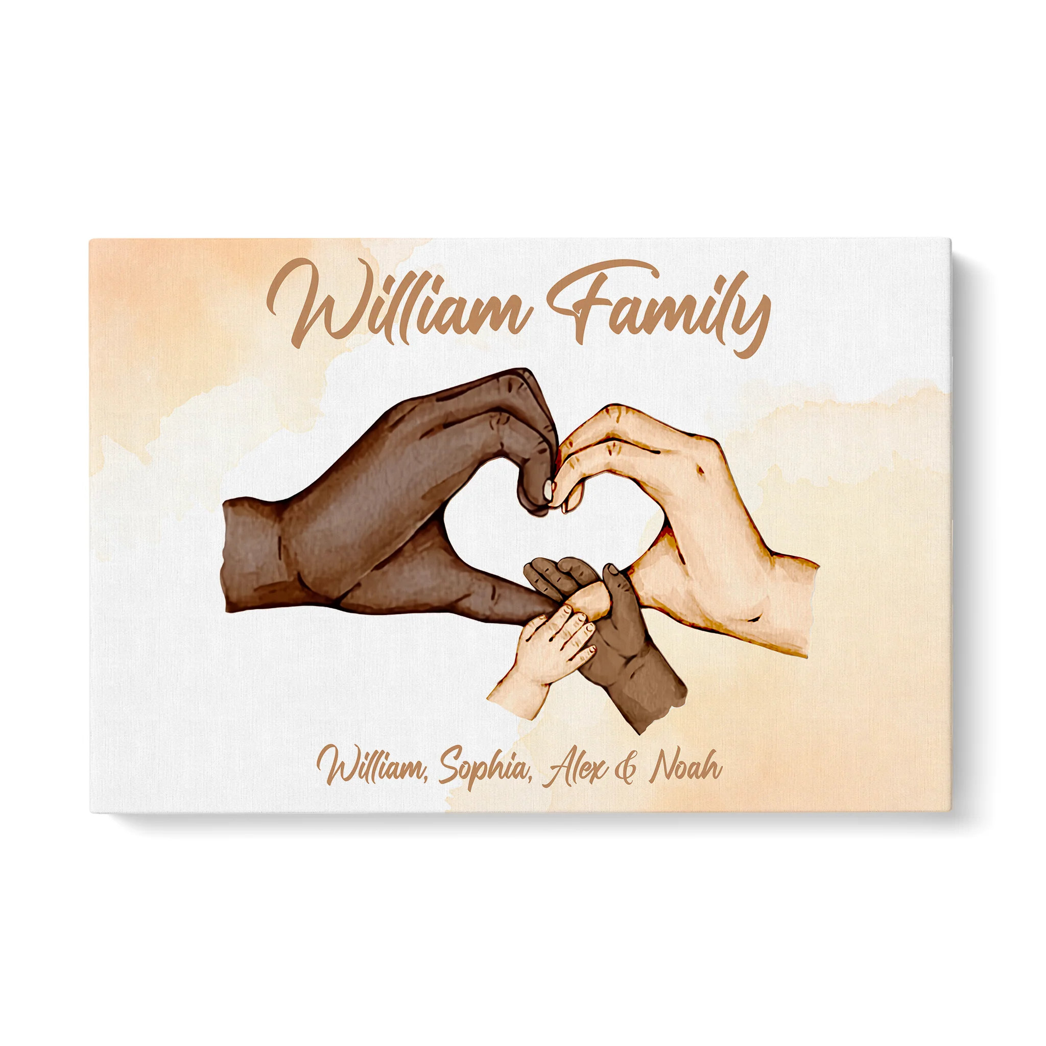 Personalized Family Hands Print, Family Holding Hands Parent Love Sign Wall Art Canvas Hanging Home Living Nursery Decor - Image 3