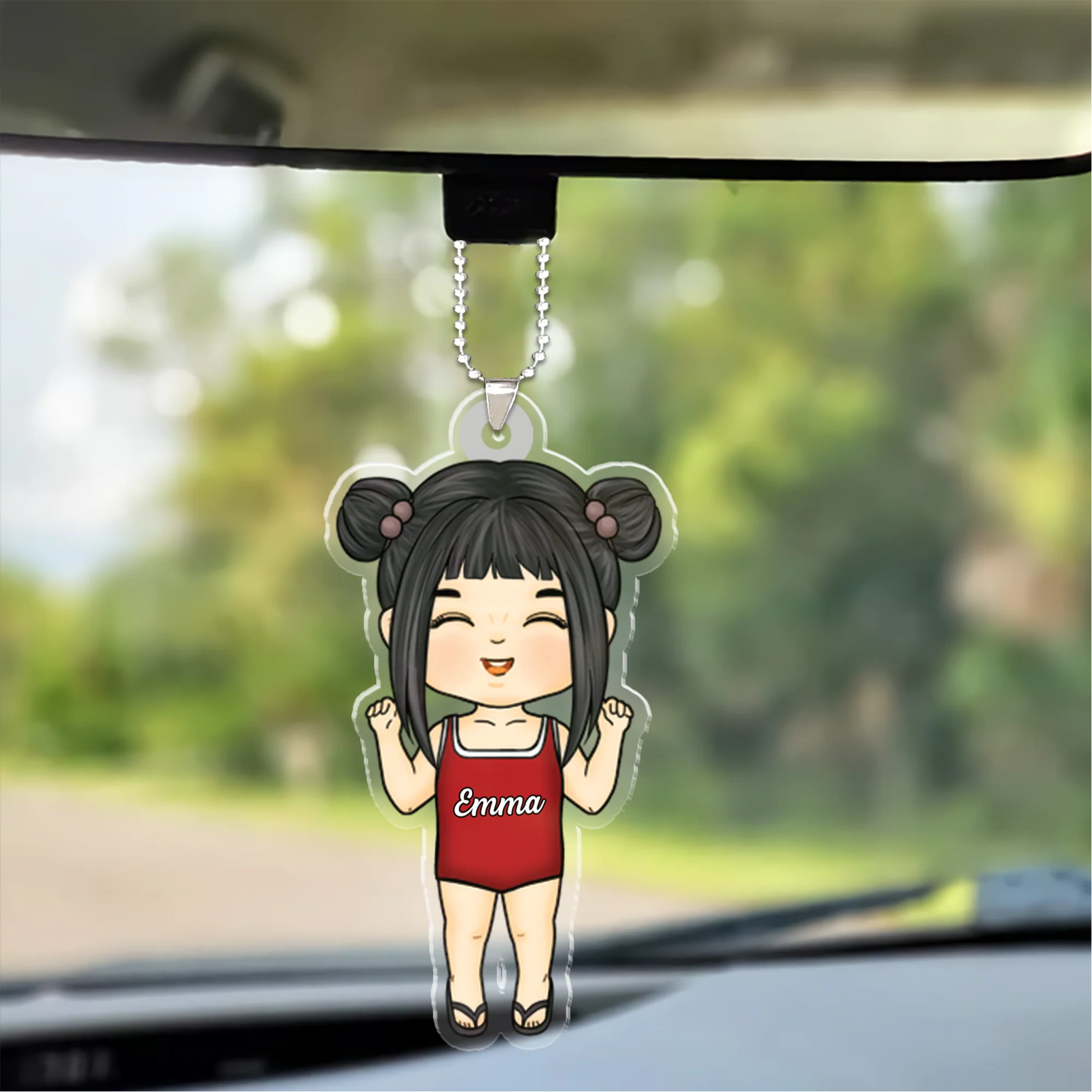 Personalized Family Kid Girl Travel Beach Acrylic Ornament, Family Acrylic Ornament Gift For Summer - Image 3