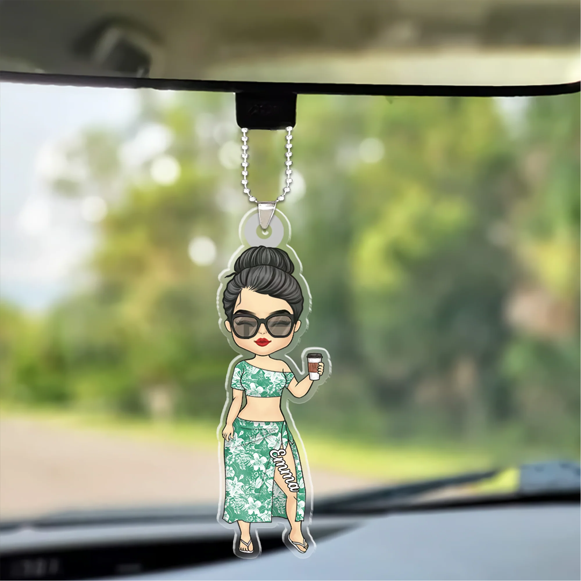 Personalized Family Woman Travel Beach Acrylic Ornament, Family Acrylic Ornament Gift For Summer - Image 4