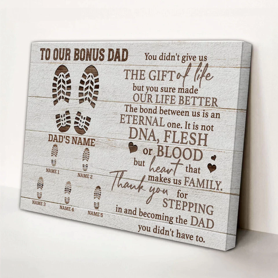 Personalized Father's Day Landscape Canvas - To Our Bonus Dad, Thank You For Stepping in And Becoming the Dad - Canvas For Family, Father's Day - Image 10