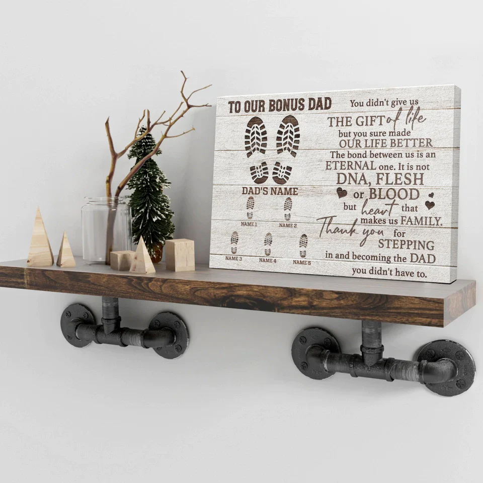 Personalized Father's Day Landscape Canvas - To Our Bonus Dad, Thank You For Stepping in And Becoming the Dad - Canvas For Family, Father's Day - Image 5