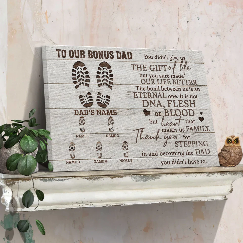 Personalized Father's Day Landscape Canvas - To Our Bonus Dad, Thank You For Stepping in And Becoming the Dad - Canvas For Family, Father's Day - Image 8