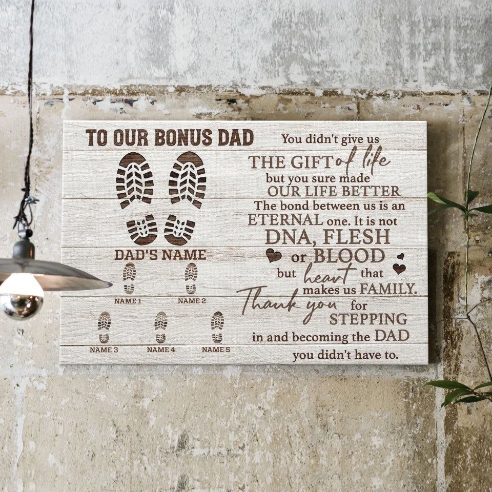 Personalized Father's Day Landscape Canvas - To Our Bonus Dad, Thank You For Stepping in And Becoming the Dad - Canvas For Family, Father's Day - Image 9
