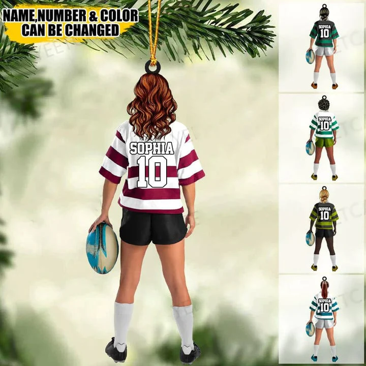 Personalized Female Rugby Girl, Woman Player Christmas Car Ornament - Gift For Rugby Players, Christmas Car Ornament Hanging Tree - Image 5