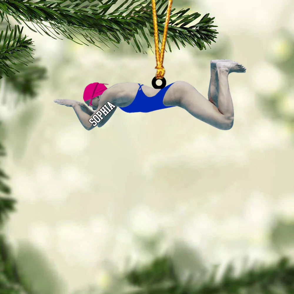 Personalized Female Swimming Christmas Acrylic Ornament For Swimmer Athlete Team, Swimming Lovers - Image 5
