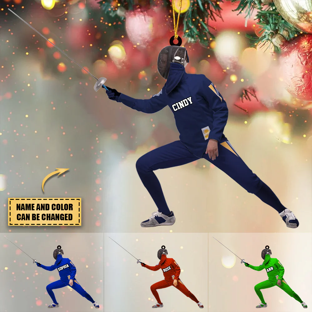 Personalized Fencing Lovers Acrylic Christmas Ornament, Great Gift For Fencer - Christmas Ornament Hanging Tree - Image 2