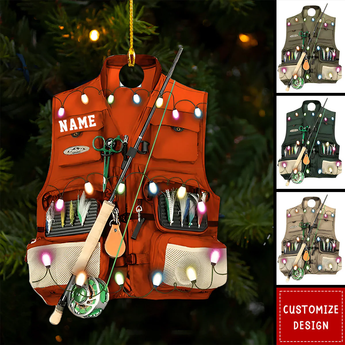 Personalized Fishing Vest Flat Acrylic Ornament, Meaningful Ornament Gift For Family, Friends, Fishing Lovers - Image 3