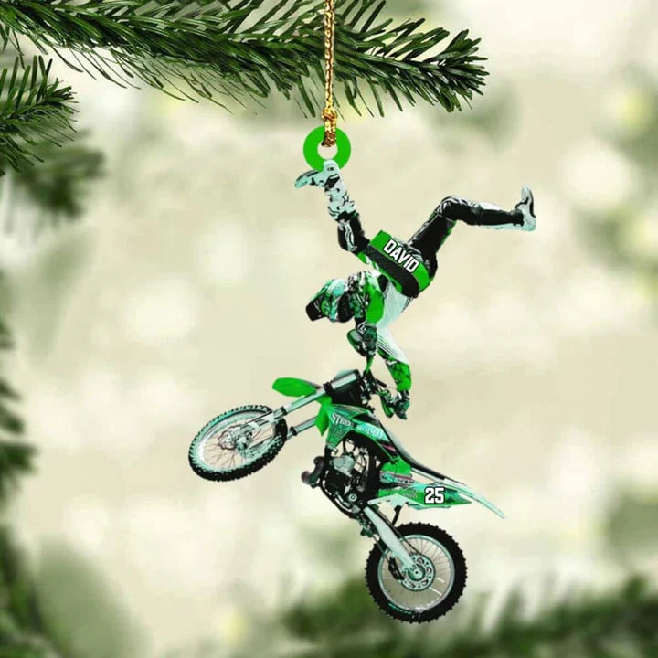 Personalized Flying Motocross Acrylic Ornament For Christmas Decor, Custom Name Acrylic Ornament For Bikers - Image 6