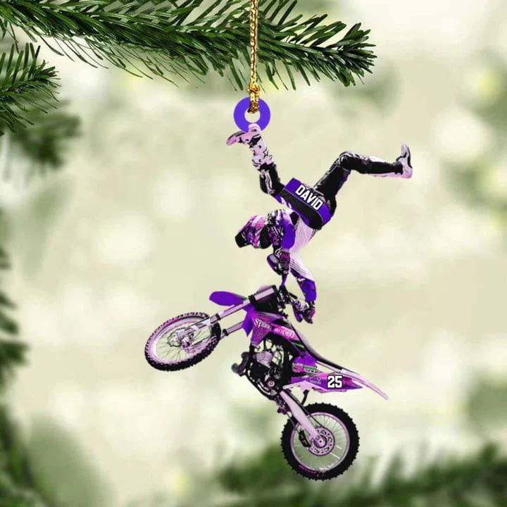 Personalized Flying Motocross Acrylic Ornament For Christmas Decor, Custom Name Acrylic Ornament For Bikers - Image 7