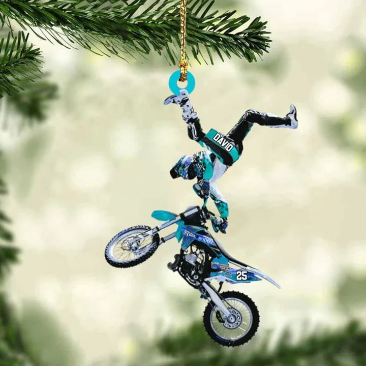 Personalized Flying Motocross Acrylic Ornament For Christmas Decor, Custom Name Acrylic Ornament For Bikers - Image 8