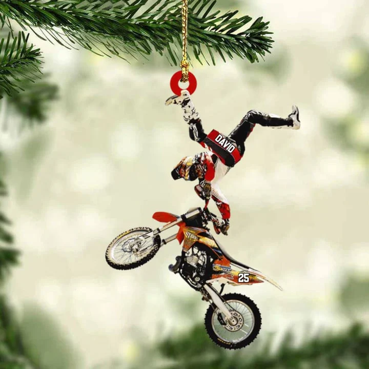 Personalized Flying Motocross Acrylic Ornament For Christmas Decor, Custom Name Acrylic Ornament For Bikers - Image 9