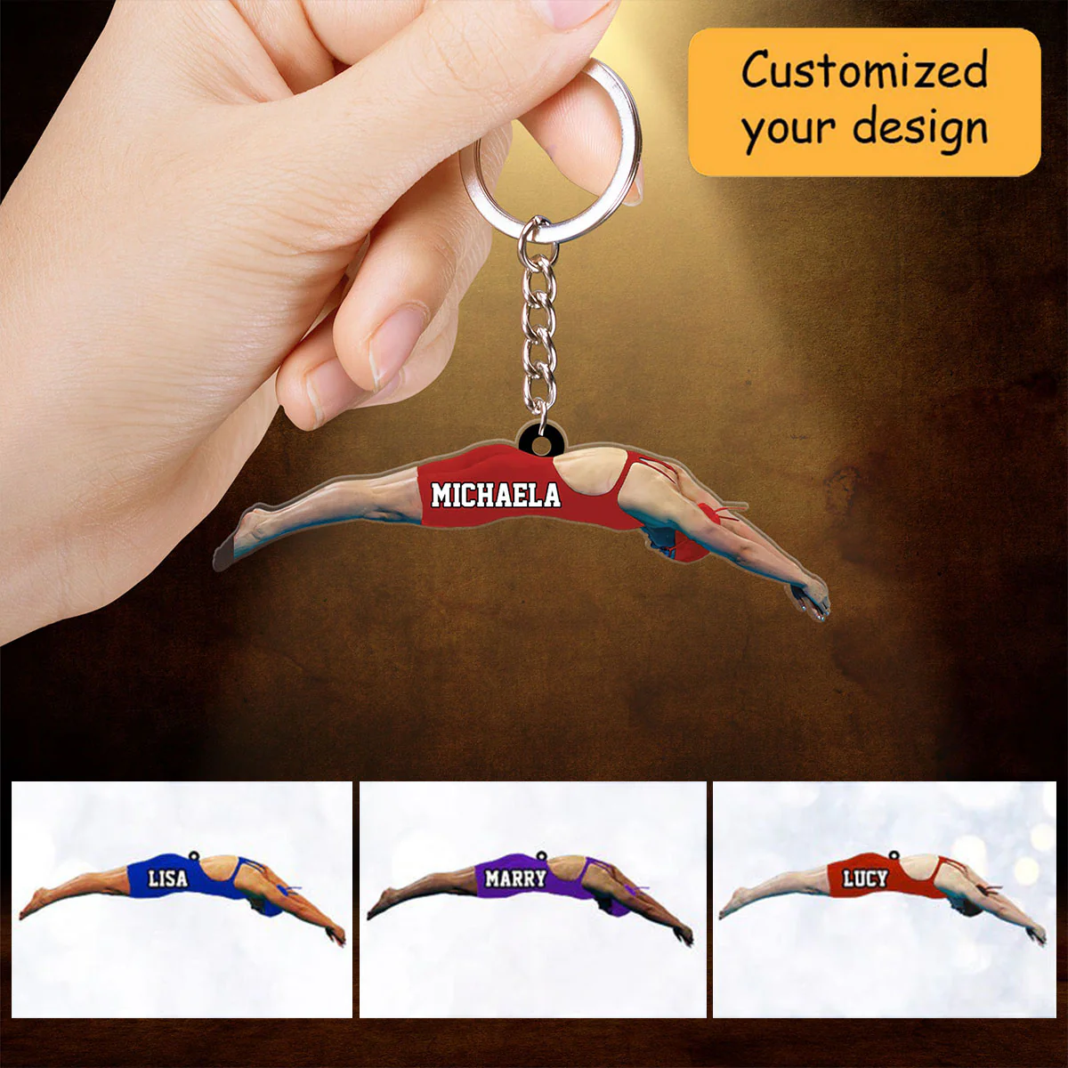 Personalized Girl, Female Swimmer Acrylic Keychain, Gift For Swimming Lovers, Swimmer - Best Custom Shape Acrylic Keychain Decor Christmas - Image 2