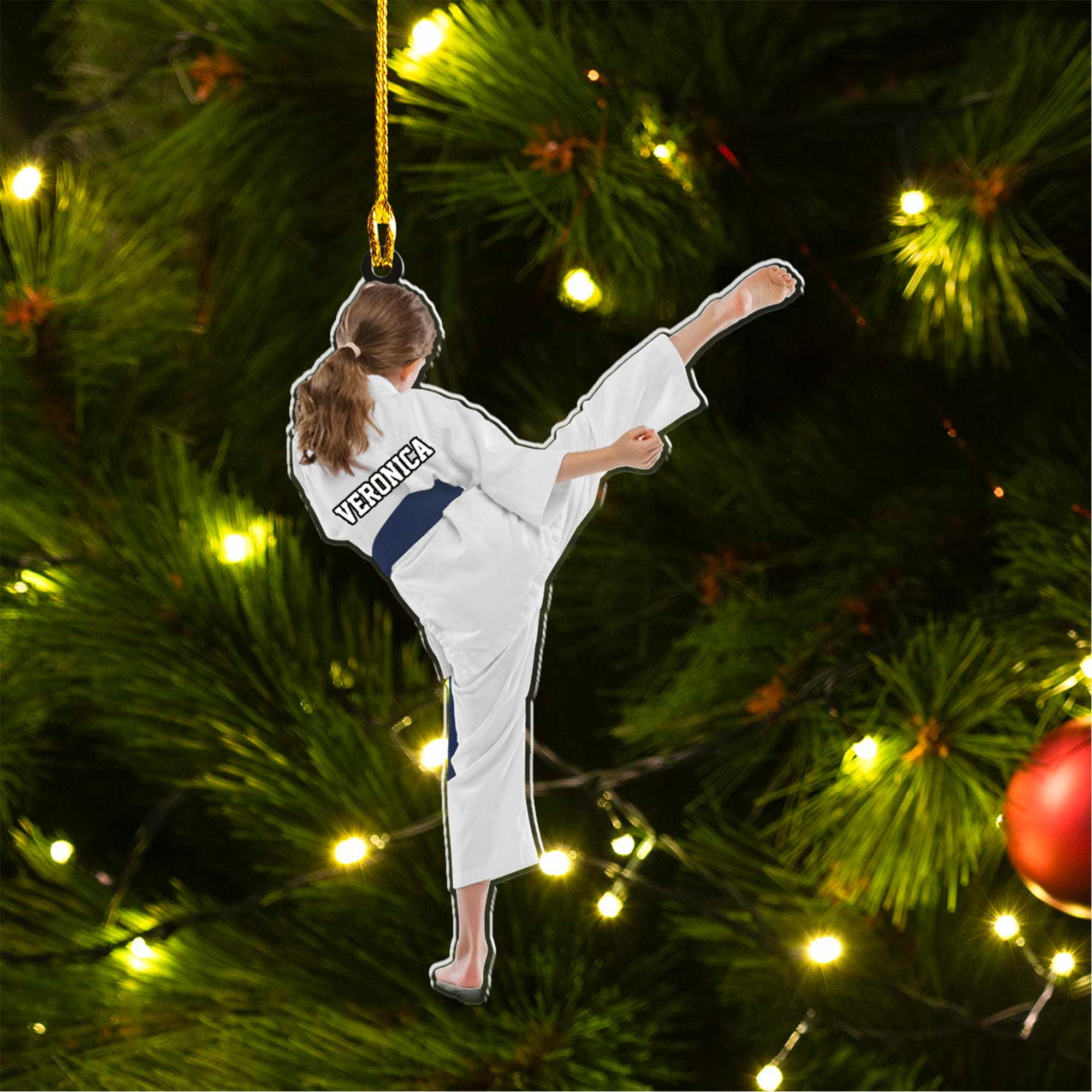 Personalized Girl Karate, Taekwondo Girl, Martial Acrylic Christmas Ornament For Daughter - Gift For Karate Team, Karate Lovers - Image 3