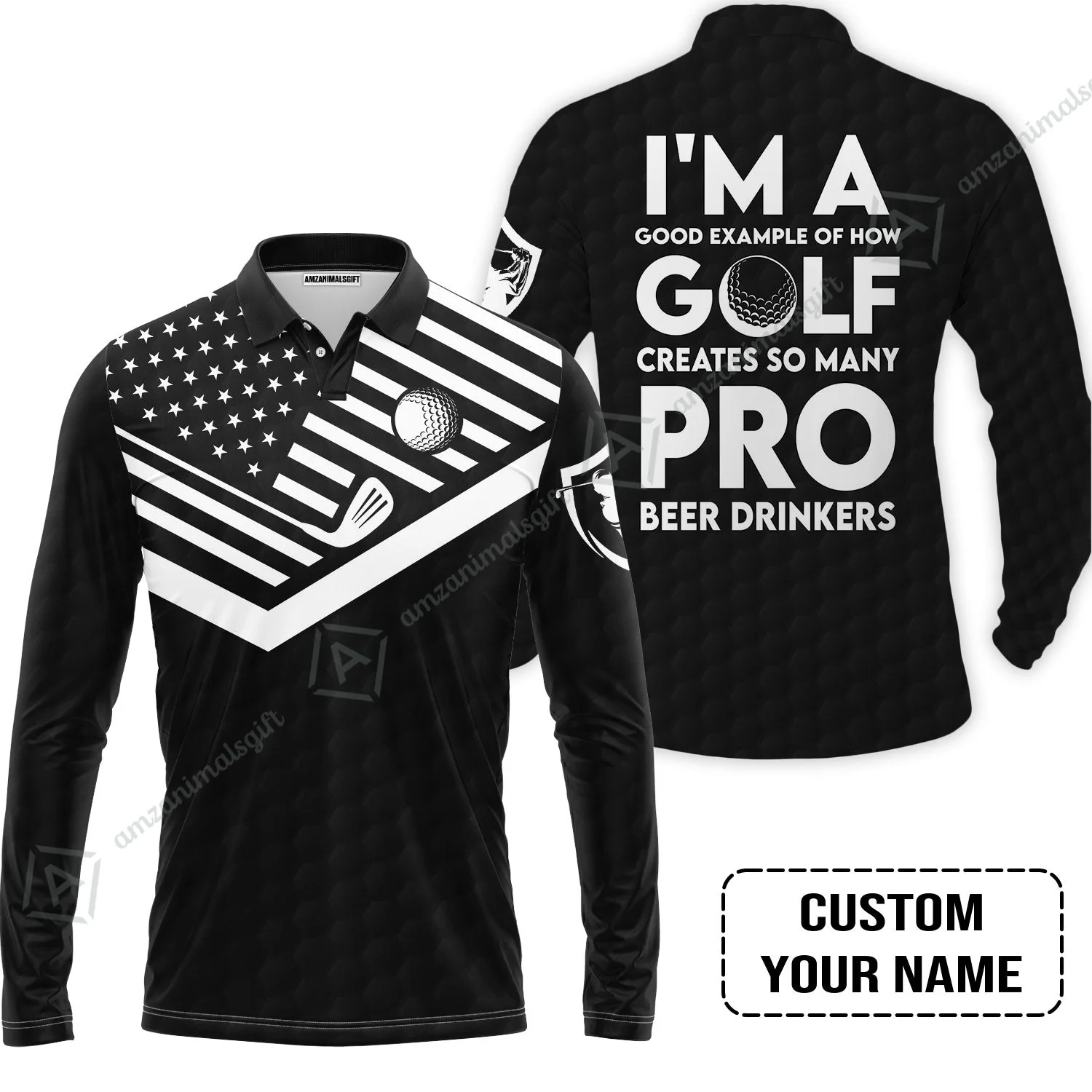 Personalized Golf American Flag Hawaiian Shirt, I'm A Golf Pro And Beer Drinker Custom Hawaiian Shirt - Image 4