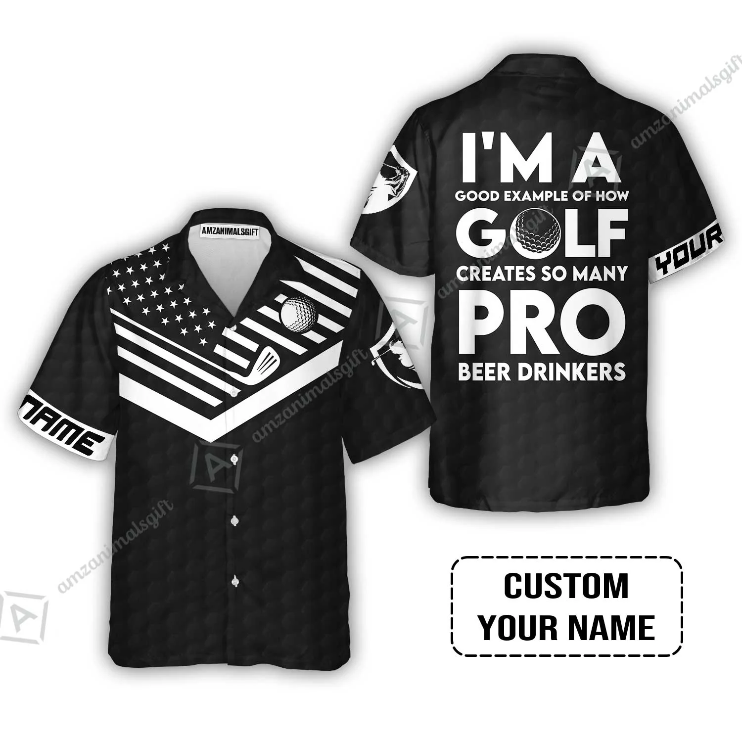 Personalized Golf American Flag Polo Shirt, I'm A Golf Pro And Beer Drinker Custom Long Polo Shirt - Image 5