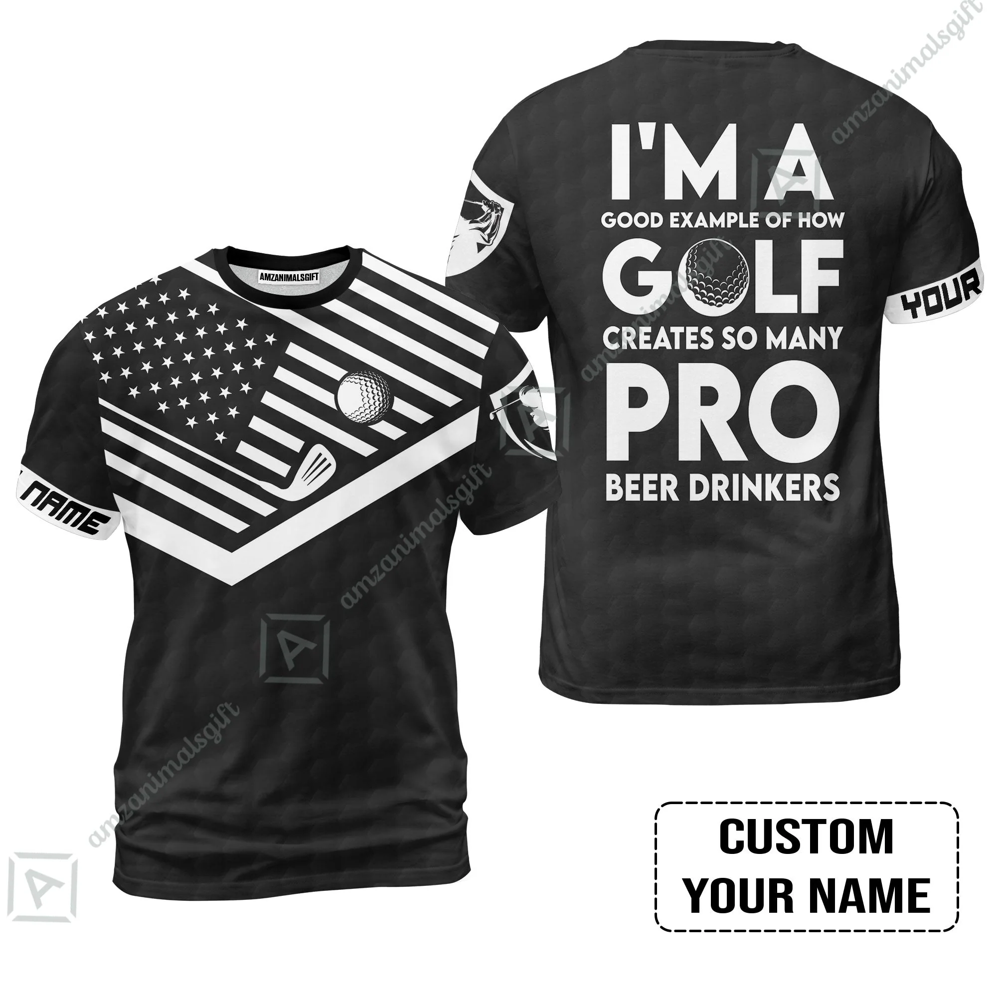 Personalized Golf American Flag Polo Shirt, I'm A Golf Pro And Beer Drinker Custom Long Polo Shirt - Image 6