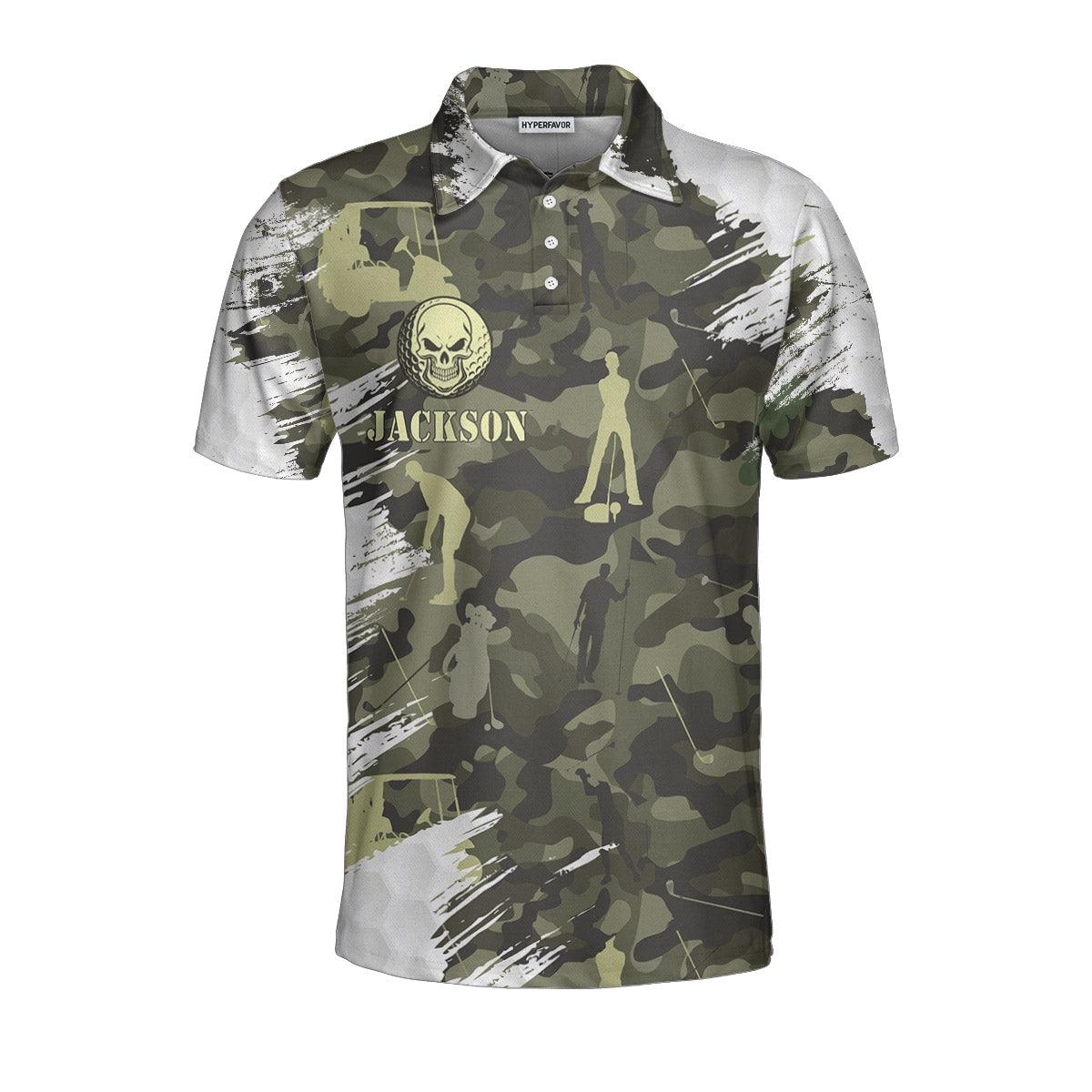 Personalized Golf Men Polo Shirts - Your Hole Is My Goal Skull Camo Pattern Custom Name Polo Shirt - Perfect Gift For Men, Golfers, Golf Lover - Image 4