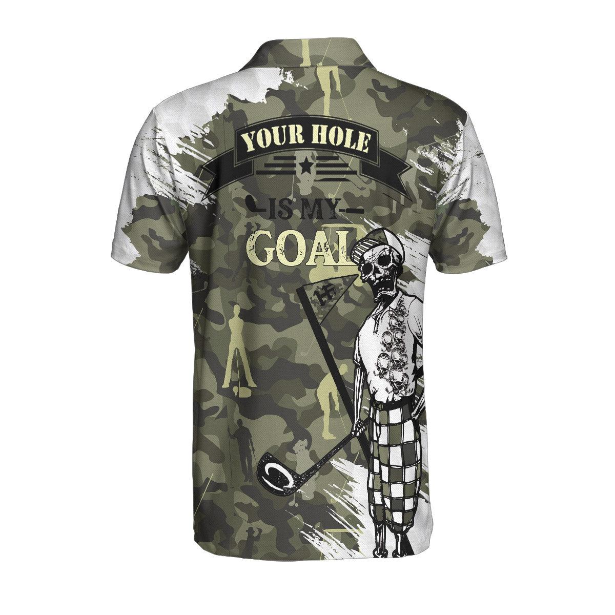 Personalized Golf Men Polo Shirts - Your Hole Is My Goal Skull Camo Pattern Custom Name Polo Shirt - Perfect Gift For Men, Golfers, Golf Lover - Image 5