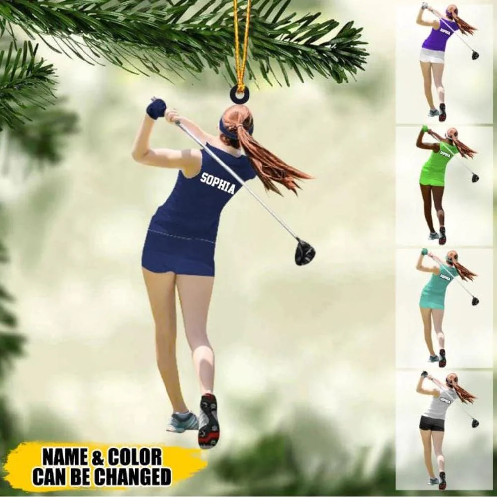 Personalized Golf Woman Acrylic Christmas Ornament, Golf Team Gift, Gift For Golf Lovers, Golf Players - Image 2