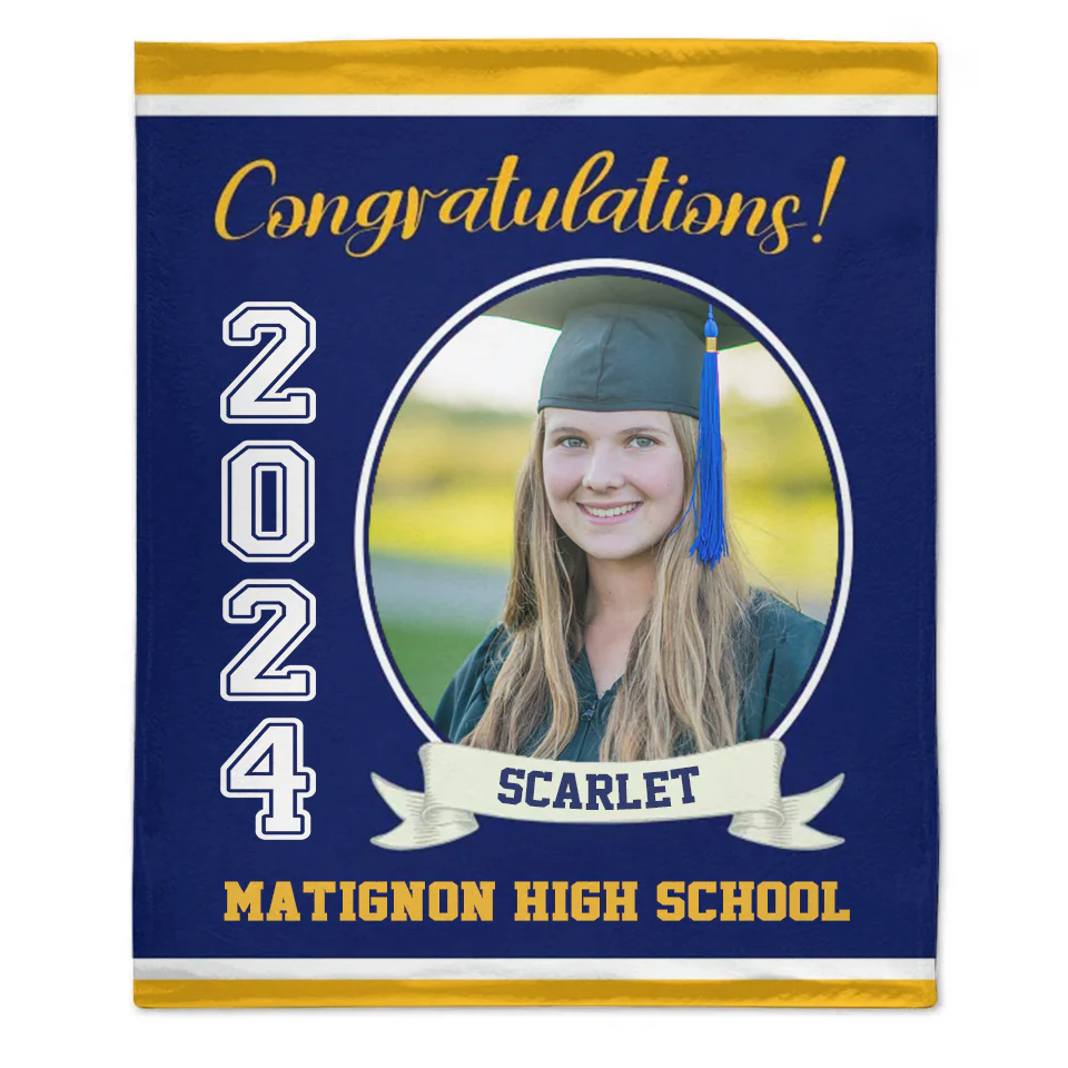 Personalized Graduation Blanket 2024 Graduate, Custom Photo, Name And School, Perfect Gifts for Graduation - Image 4