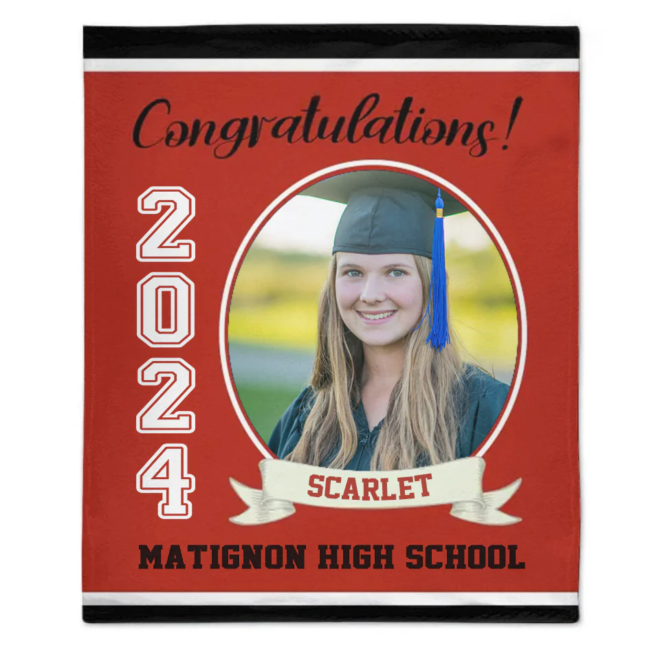 Personalized Graduation Blanket 2024 Graduate, Custom Photo, Name And School, Perfect Gifts for Graduation - Image 5