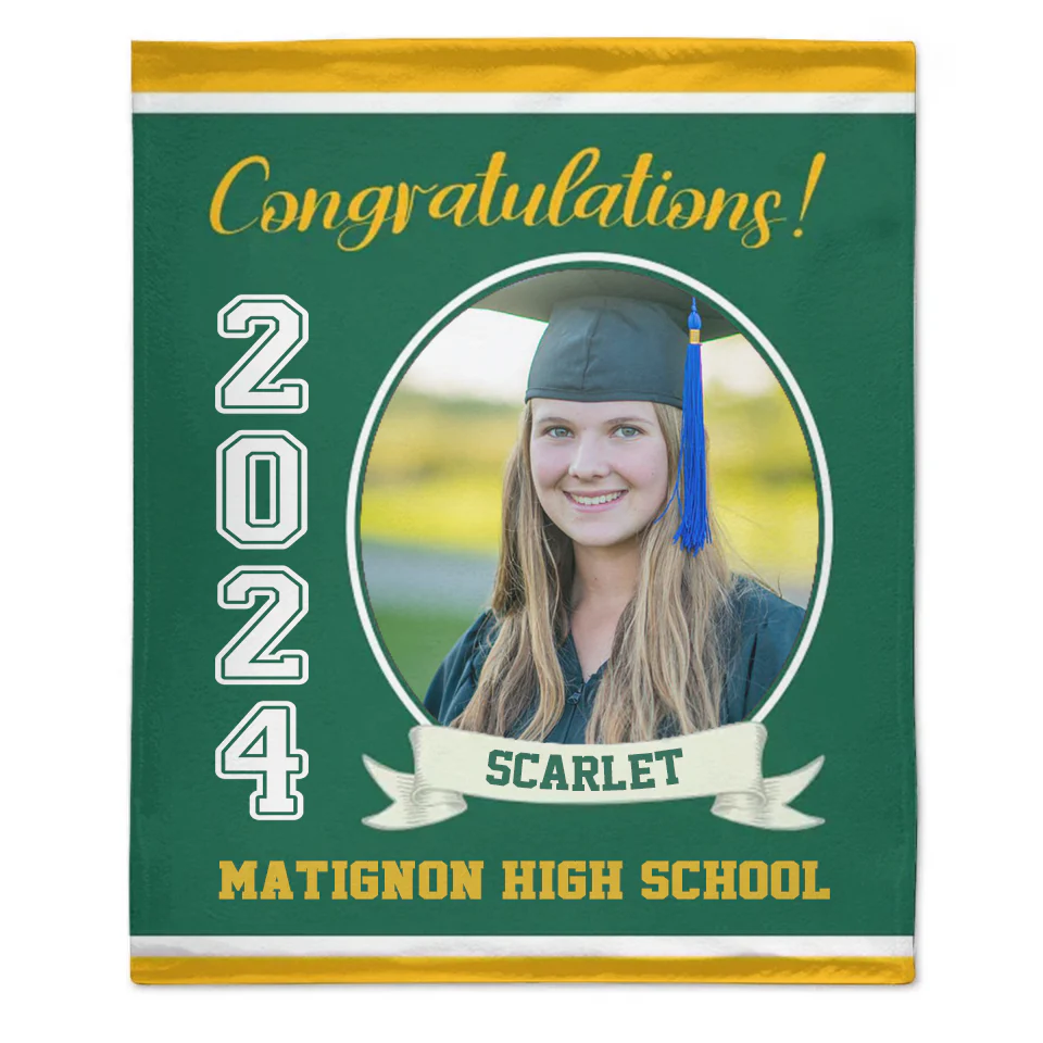 Personalized Graduation Blanket 2024 Graduate, Custom Photo, Name And School, Perfect Gifts for Graduation - Image 6