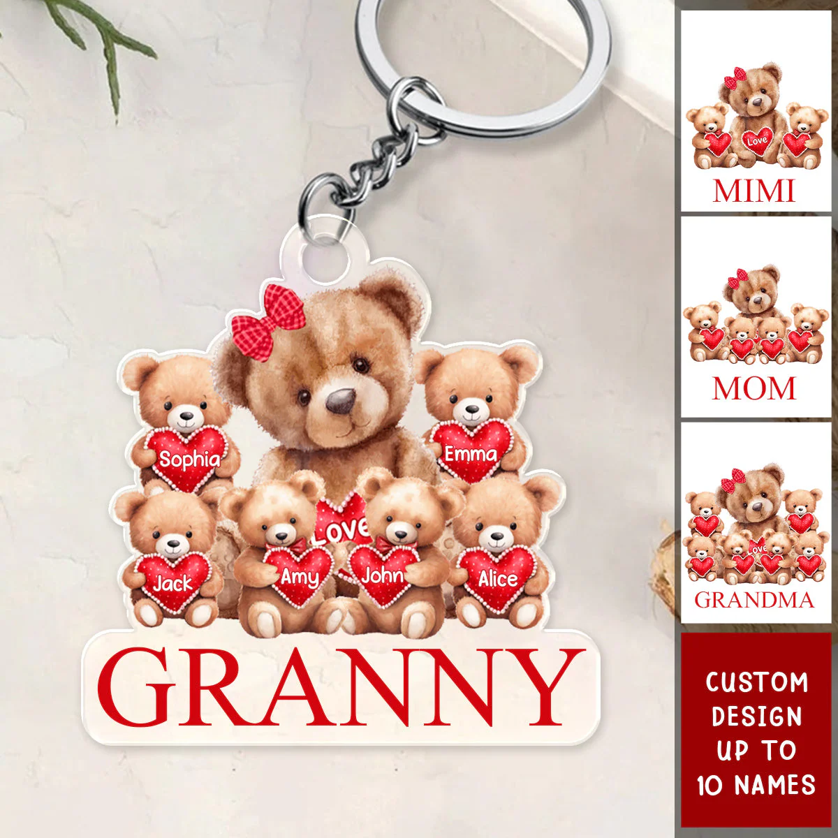 Personalized Grandma Mama Bear Acrylic Keychain With Little Bear Kids - Gift For Grandma, Mom, Nana, Mother, MiMi, Grandmother - Image 5
