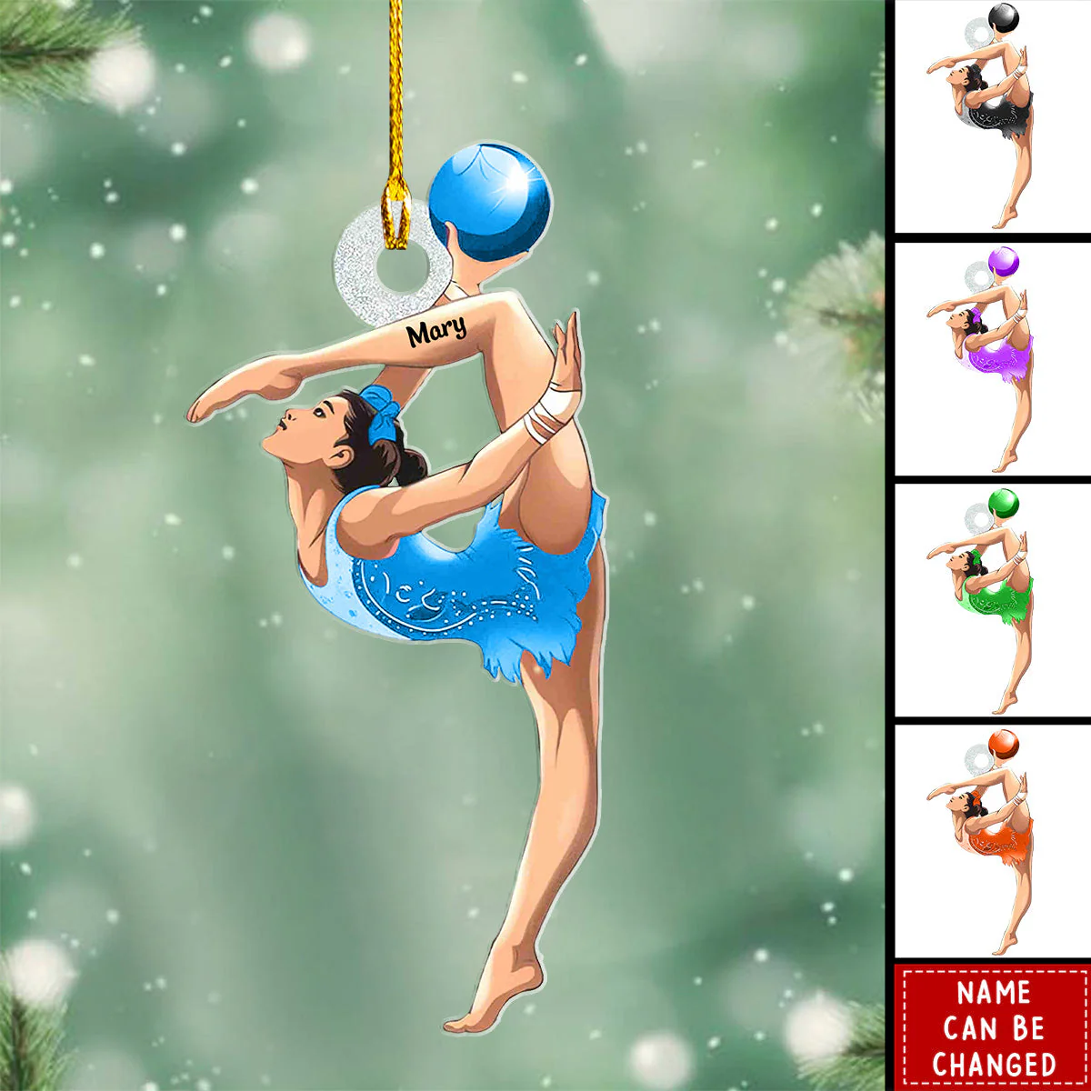 Personalized Gymnastics Girl With Ball Flat Acrylic Ornament, Meaningful Ornament Gifts For Daughter, Granddaughter - Image 2