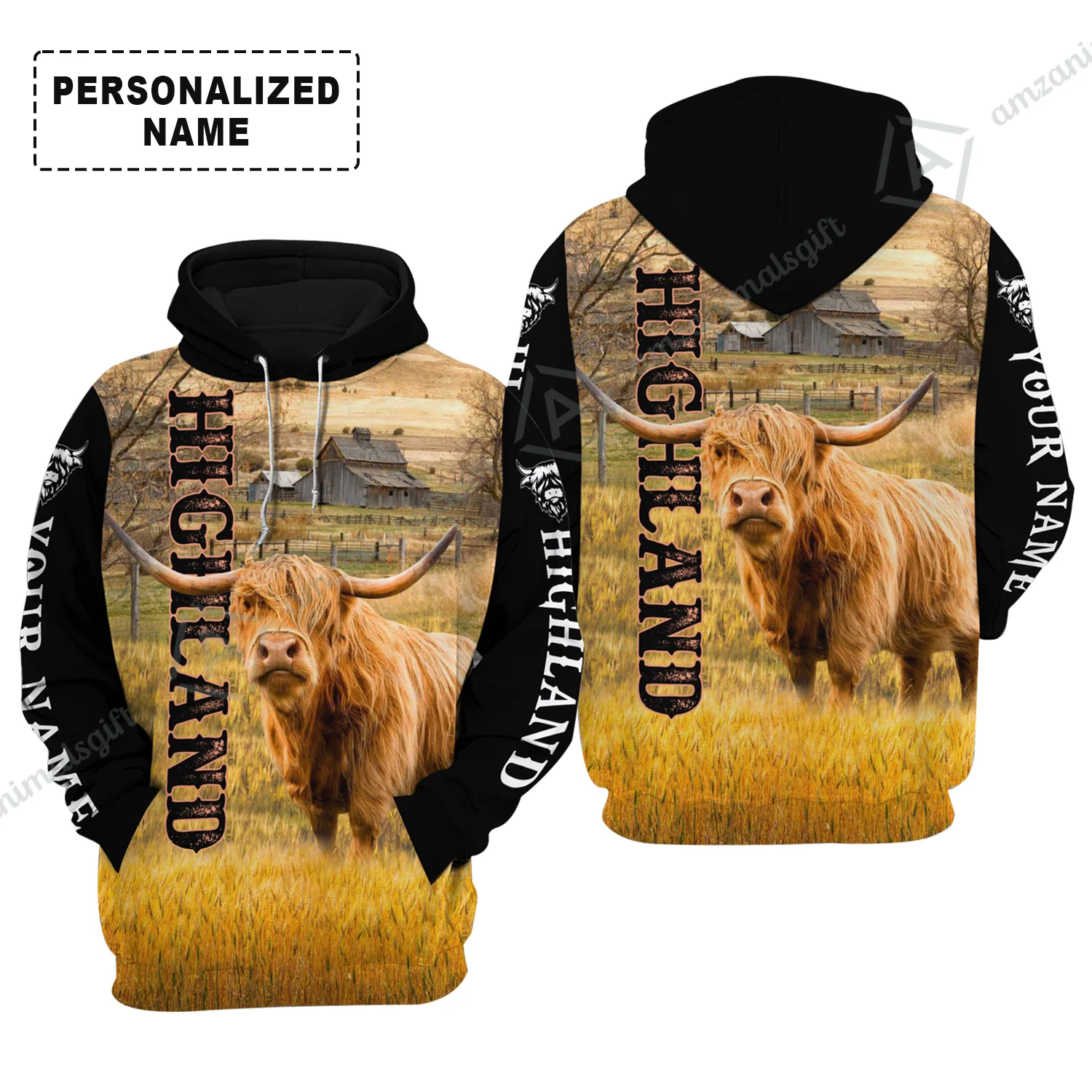 Personalized Highland Cattle Hoodie, Highland Cattle On The Farm Custom Shirt For Friend, Family, Farmer, Highland Lovers - Image 2