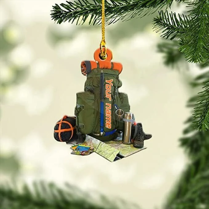 Personalized Hiking Bag Acrylic Christmas Ornament, Hiking Trekking Ornament Gift For Camping Lovers, Hiking Lovers - Image 3