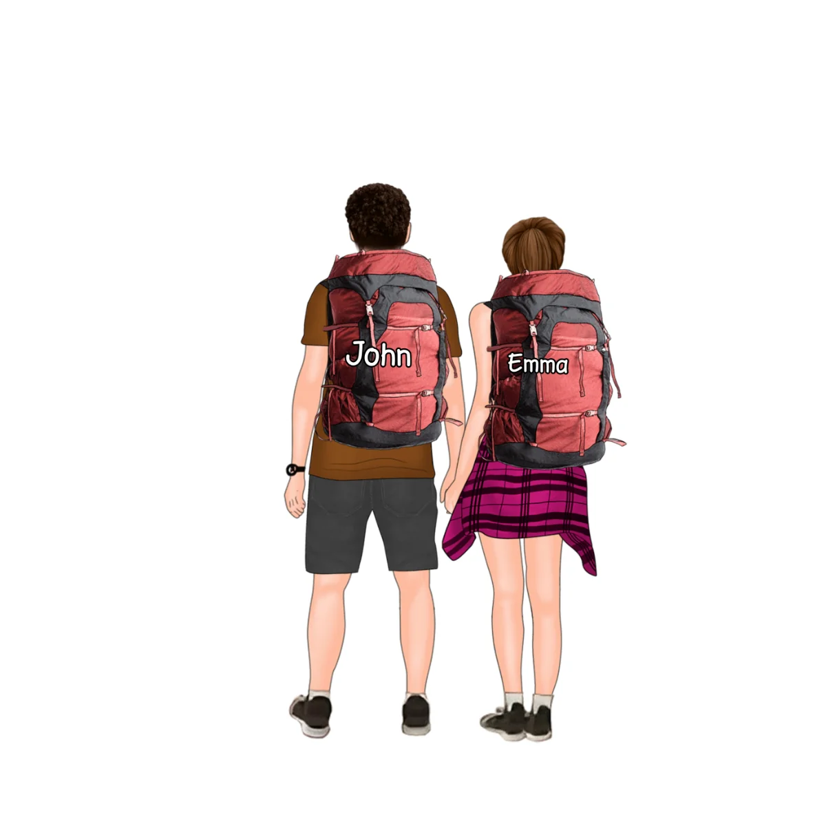 Personalized Hiking Couple Partners Hold Hands Flat Acrylic Keychain, Meaningful Gifts For Partners Soulmates Love Hiking - Image 6