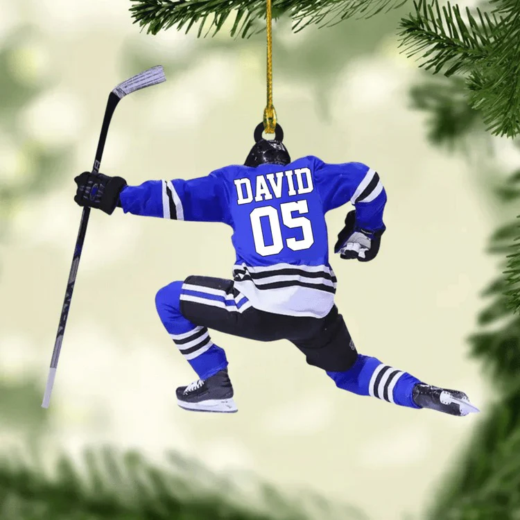 Personalized Hockey Christmas Acrylic Keychain, Custom Name And Number For Hockey Players, Gift For Son - Image 4