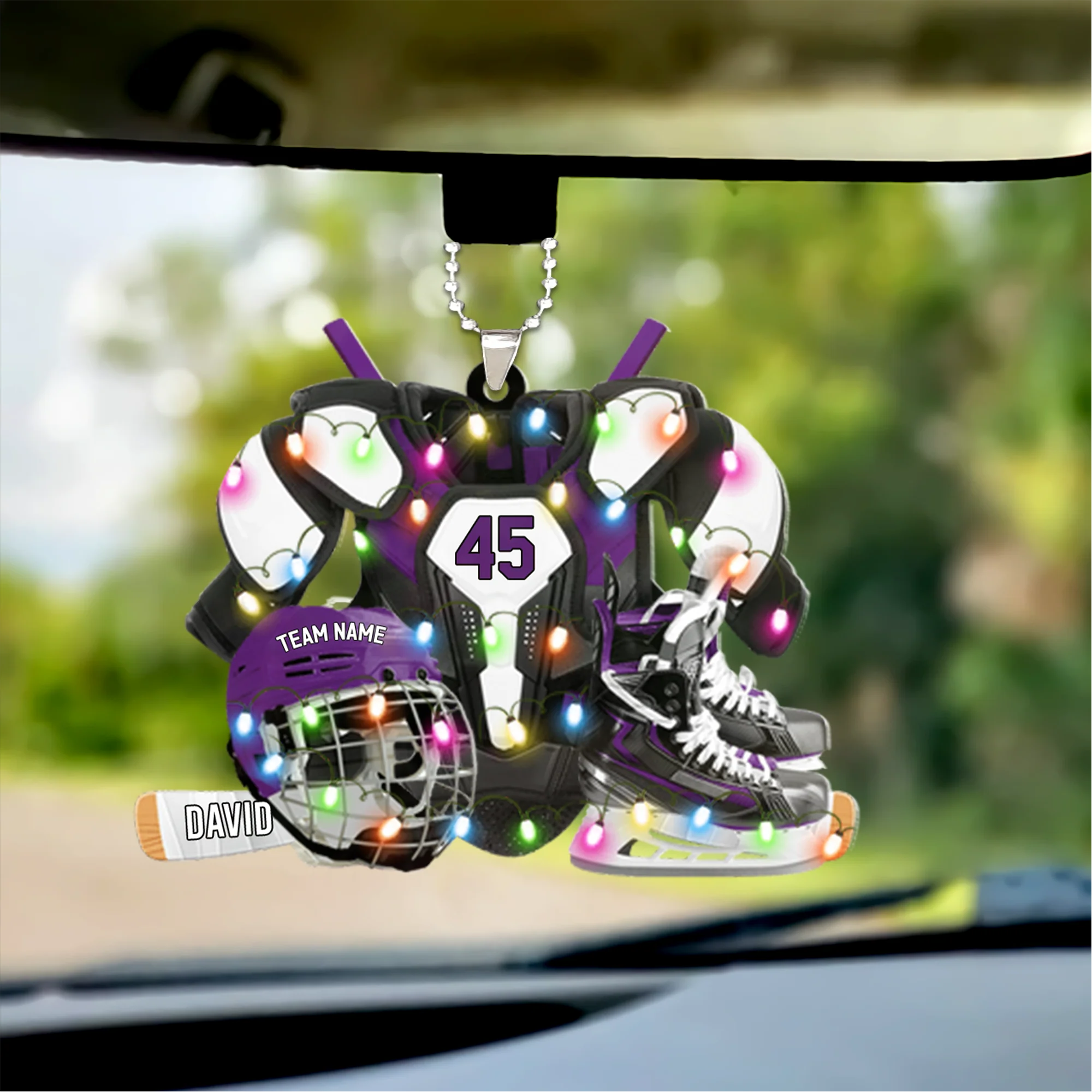 Personalized Hockey Equipment Gear Acrylic Ornament, Meaningful Christmas Ornament Gift For Hockey Players, Grandson, Son - Image 3