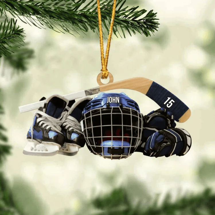 Personalized Hockey Skates Helmet And Stick Christmas Keychain, Acrylic Keychain - Gift For Hockey Lover - Image 10