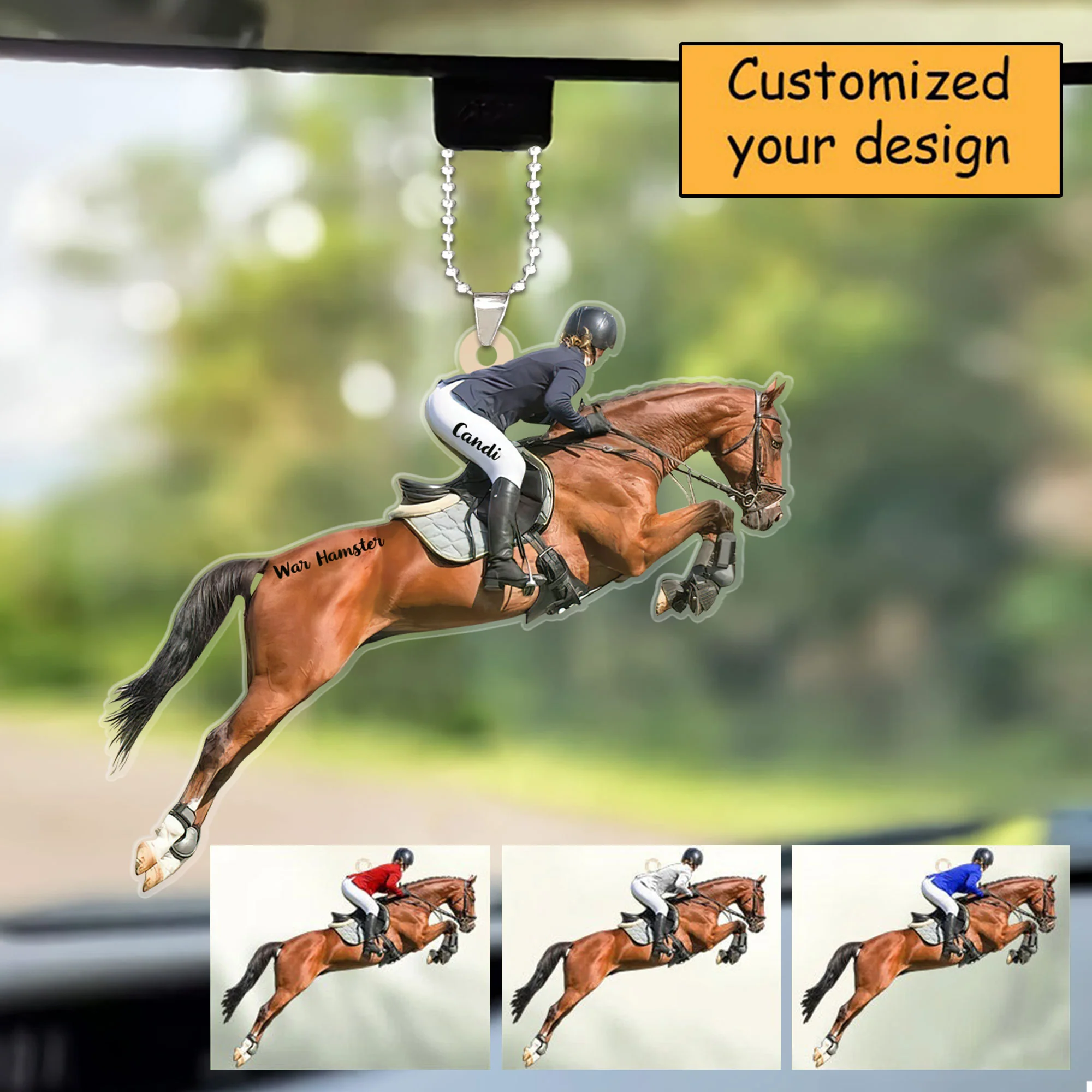 Personalized Horse Christmas Car Ornament - Gift Idea For Horse Lover, Custom Shape Keychain Christmas - Image 2