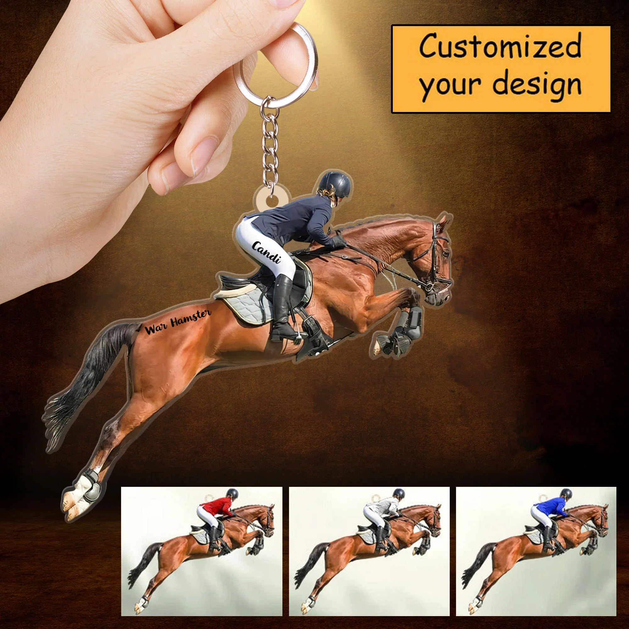 Personalized Horse Christmas Car Ornament - Gift Idea For Horse Lover, Custom Shape Keychain Christmas - Image 3
