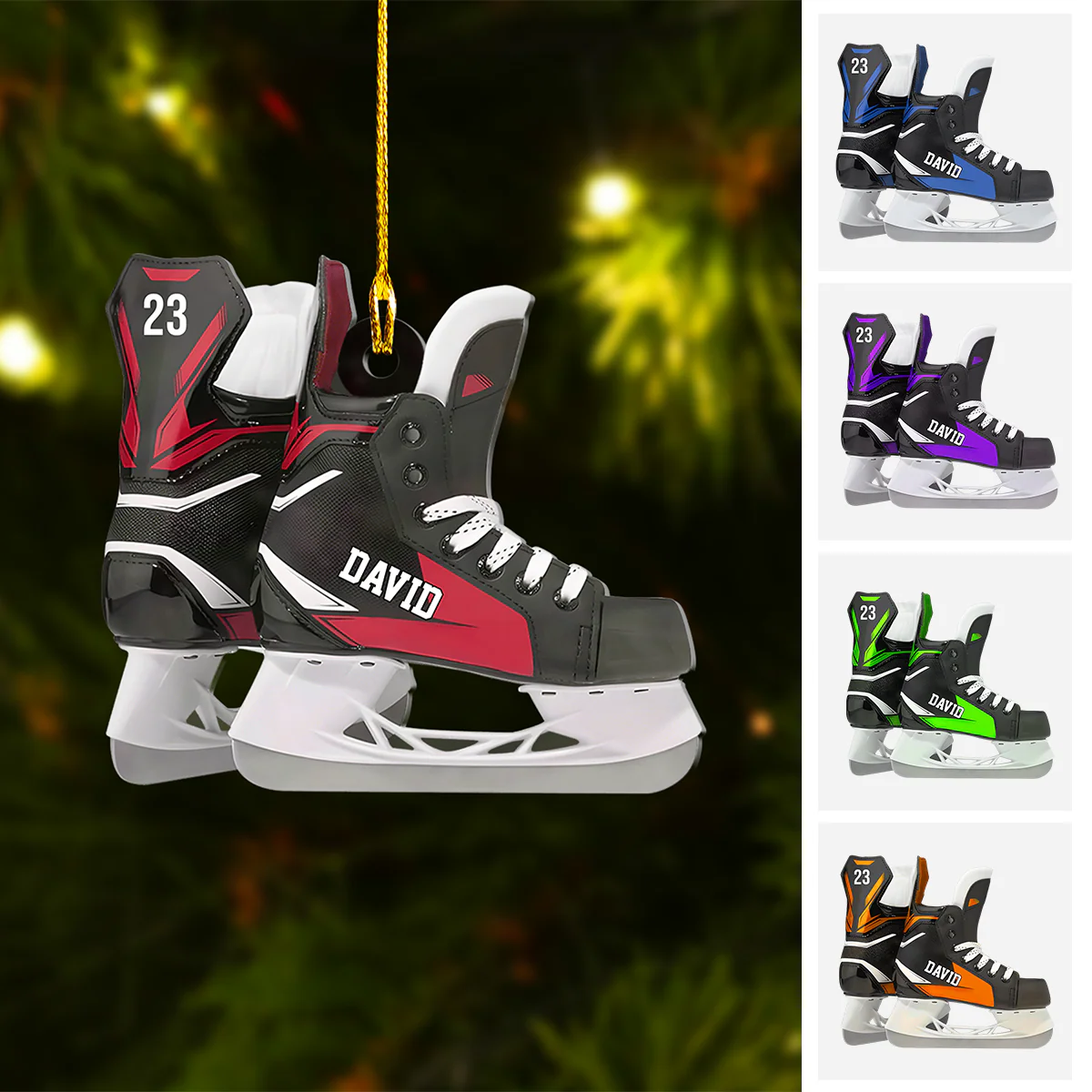 Personalized Ice Hockey Skates Flat Acrylic Ornament, Meaningful Ornament Gifts For Hockey Player, Son, Grandson - Image 2