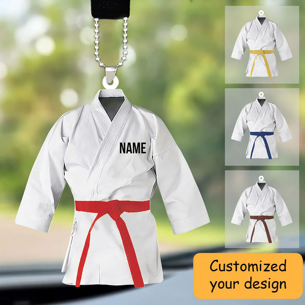 Personalized Karate Custom Shaped Car Ornament for Karate Players, Gifts for Karate Lovers - Image 2
