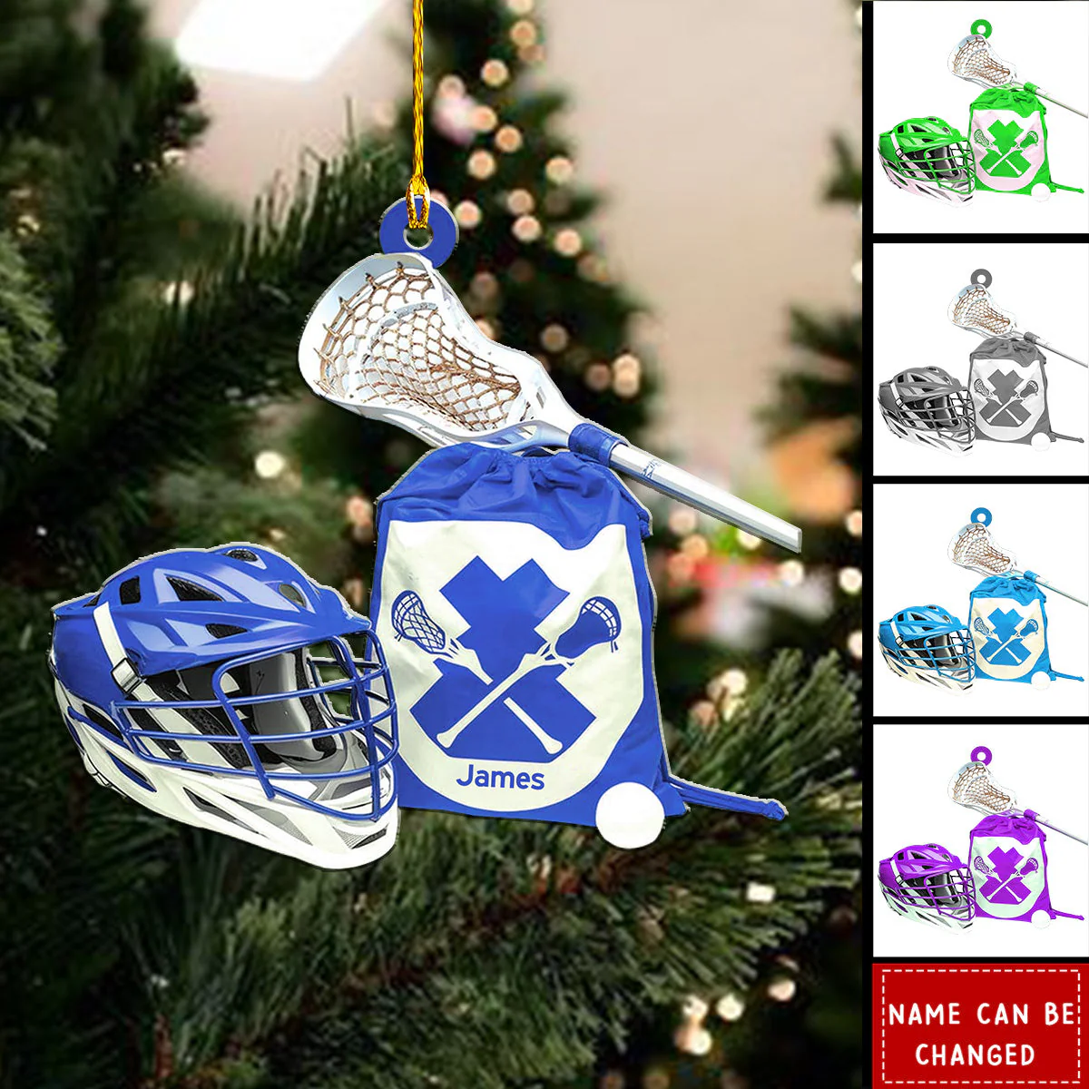 Personalized Lacrosse Bag Helmet Stick Flat Acrylic Ornament, Ornament Gifts For Son, Grandson, Daughter, Lacrosse Player - Image 2