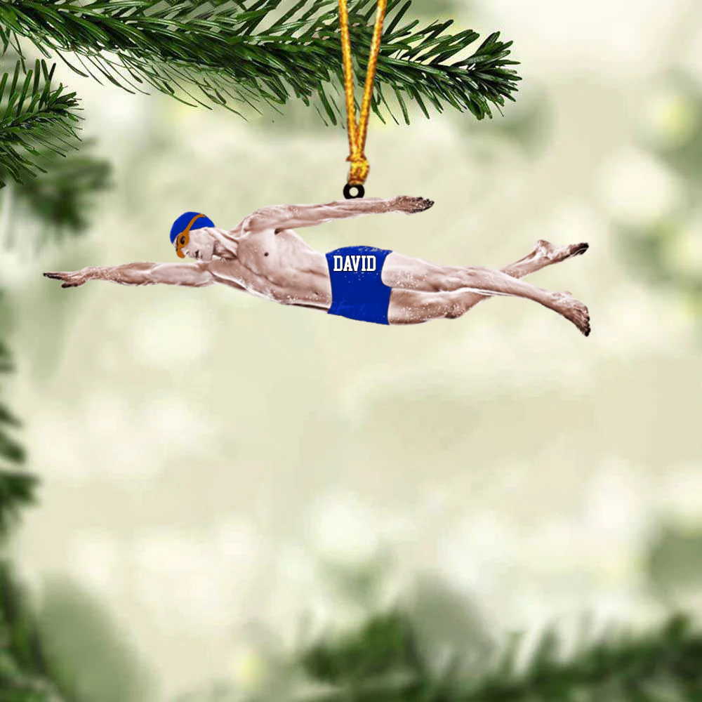 Personalized Male Swimmer Christmas Acrylic Keychain, Gift For Swimming Lovers, Man, Swimmer - Image 3
