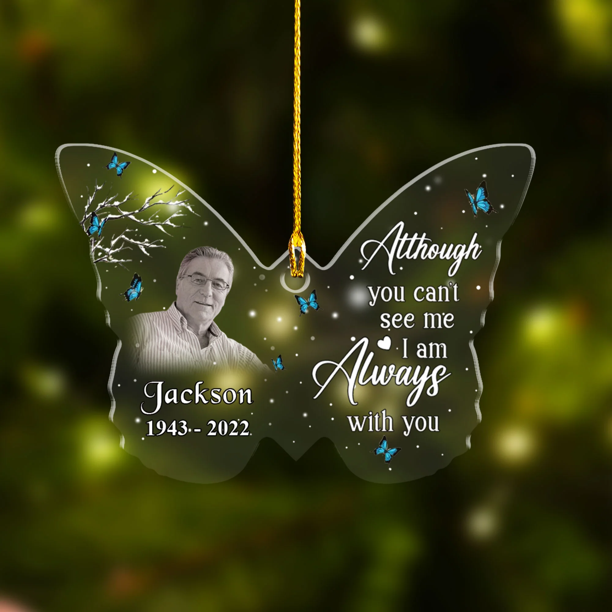 Personalized Memorial Dad Photo Butterfly Acrylic Ornament, Custom Mother Photo Acrylic Ornament - Memorial Gift For Mother, Father, Family, Friends - Image 2