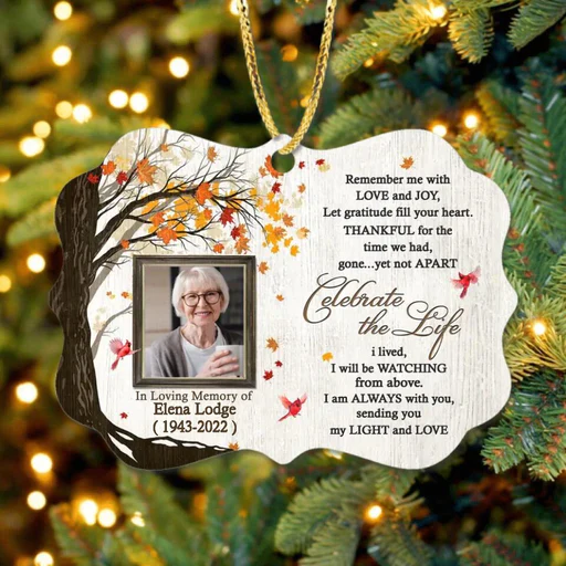Personalized Mom Memorial Photo Aluminum Ornament, Customized Dad Photo Aluminum Ornament - Memorial Gift For Mom, Dad, Family's Member - Image 2