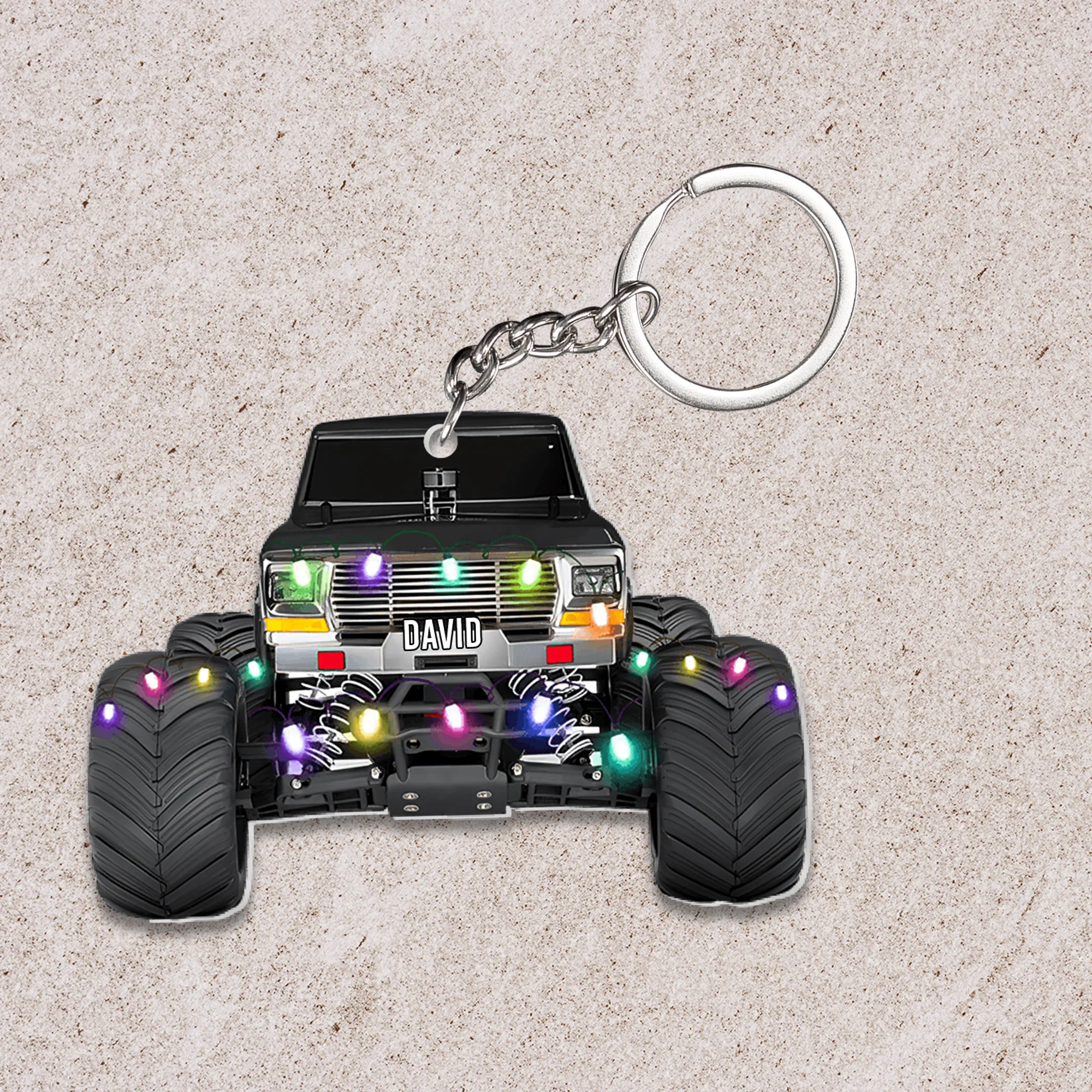 Personalized Monster Truck Vehicle With Christmas Light Flat Acrylic Ornament, Ornament Gift For Grandson, Son - Image 3