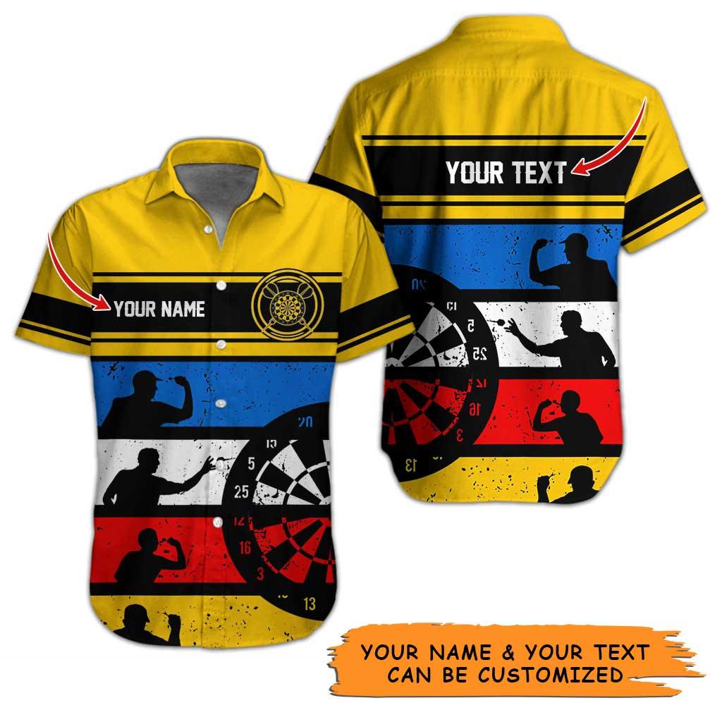Personalized Name Darts Aloha Hawaiian Shirt - Amazing Men Playing Darts Pattern And Target Personalized Name Hawaiian Shirt For Men & Women, Darts Lover