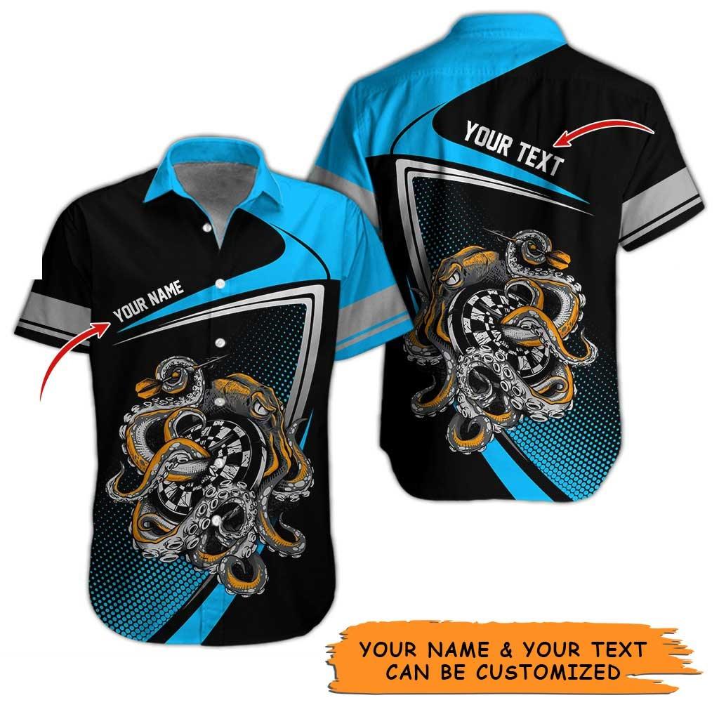 Personalized Name Darts Aloha Hawaiian Shirt - Colorful Darts Personalized Name Hawaiian Shirt, Octopus Hawaiian Shirt For Men & Women, Darts Lover - Image 2